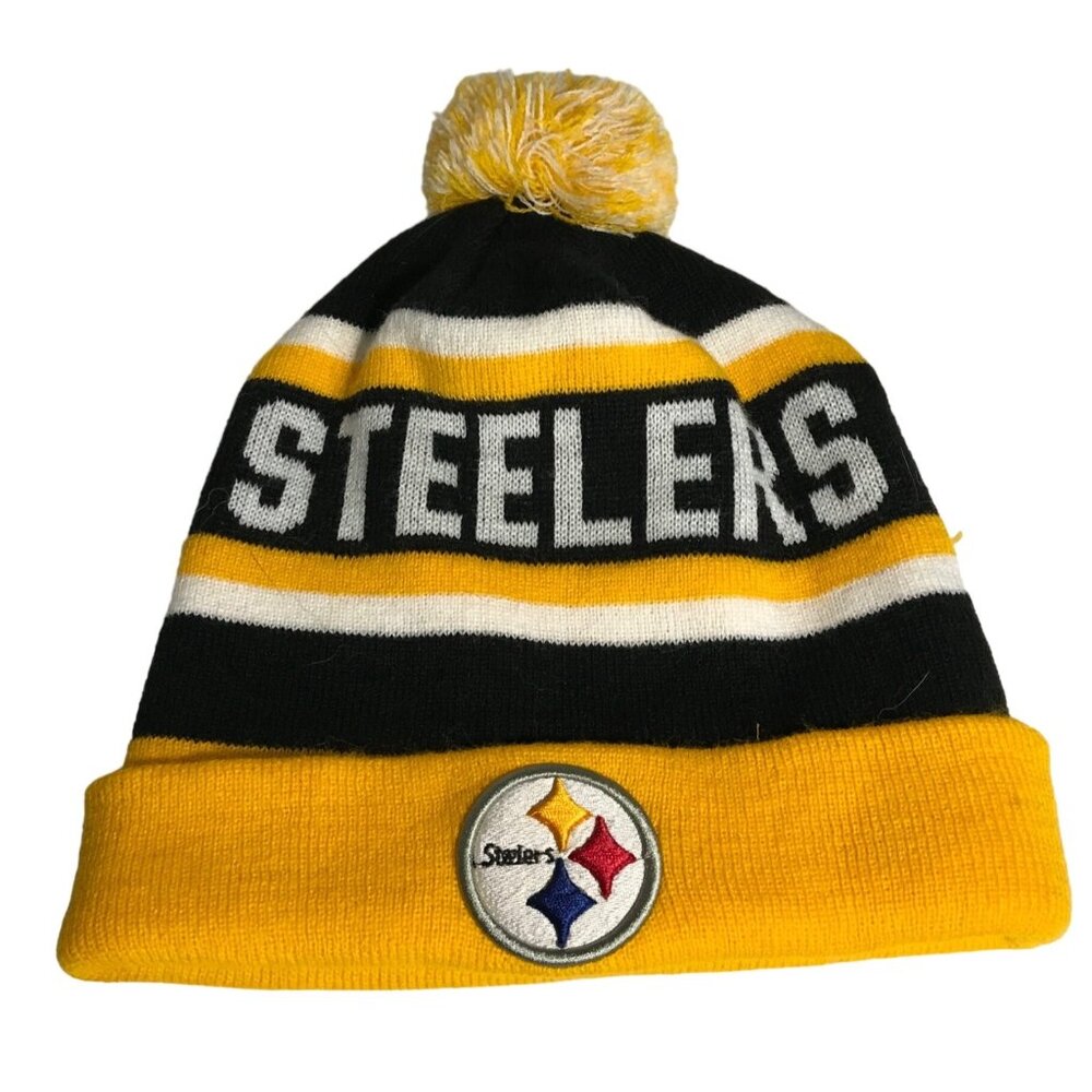 Pittsburgh Steelers Hat NFL Knit Pom Beanie Toque OSFA Black & Yellow Football